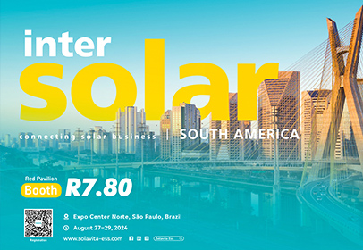 2024 Intersolar South America expo Werbebanner, das die Zeit, den Ort und die Standnummer der Ausstellung angibt