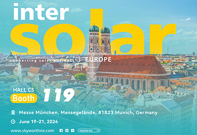  2024 The Smarter E Europe expo Werbebanner, das die Zeit, den Ort und die Standnummer der Ausstellung angibt